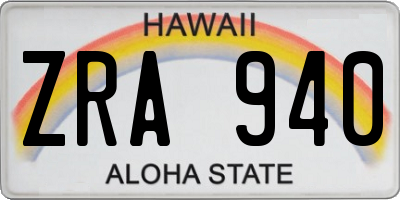 HI license plate ZRA940
