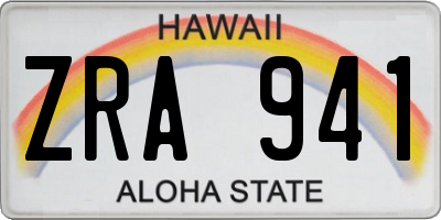 HI license plate ZRA941