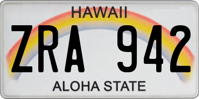 HI license plate ZRA942