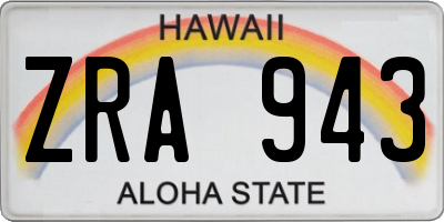 HI license plate ZRA943