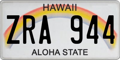 HI license plate ZRA944