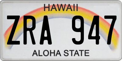 HI license plate ZRA947