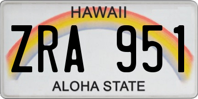 HI license plate ZRA951