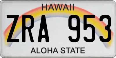 HI license plate ZRA953