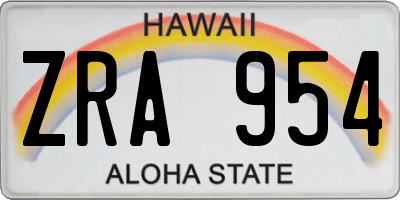 HI license plate ZRA954