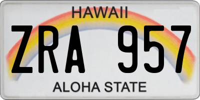 HI license plate ZRA957