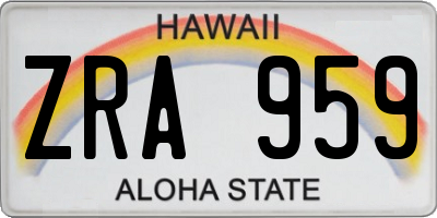 HI license plate ZRA959