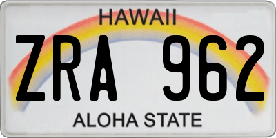 HI license plate ZRA962