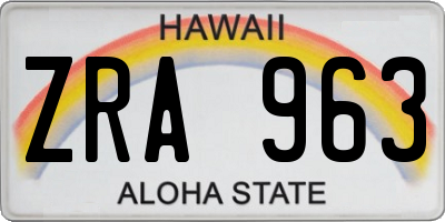 HI license plate ZRA963