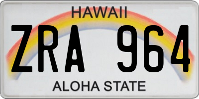 HI license plate ZRA964