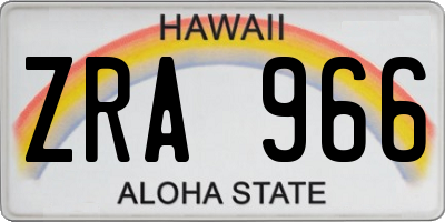 HI license plate ZRA966