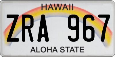 HI license plate ZRA967