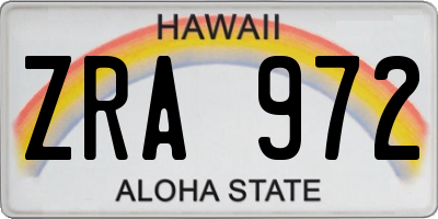 HI license plate ZRA972