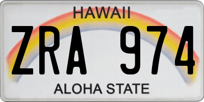 HI license plate ZRA974