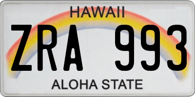 HI license plate ZRA993