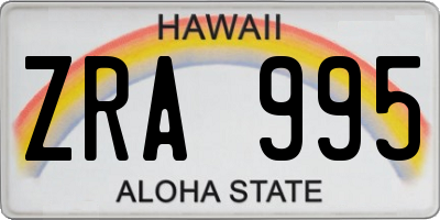 HI license plate ZRA995