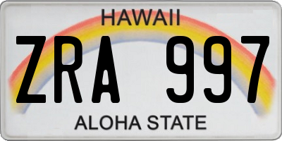 HI license plate ZRA997