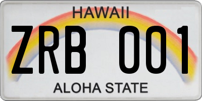 HI license plate ZRB001