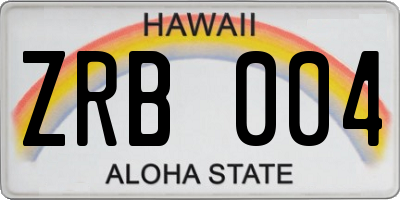 HI license plate ZRB004
