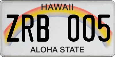 HI license plate ZRB005