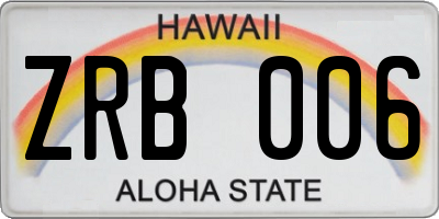 HI license plate ZRB006