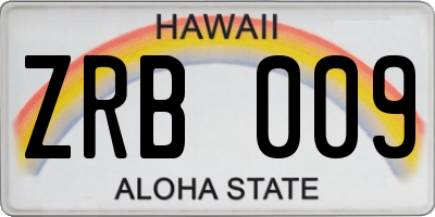 HI license plate ZRB009