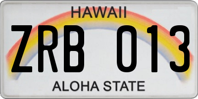 HI license plate ZRB013
