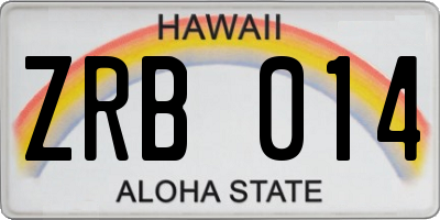 HI license plate ZRB014
