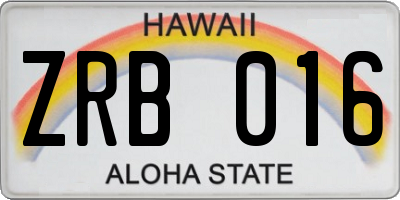 HI license plate ZRB016