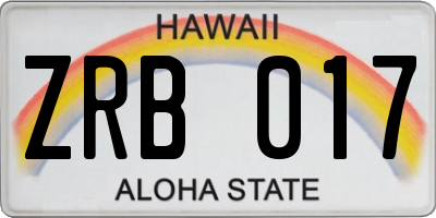 HI license plate ZRB017