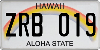HI license plate ZRB019