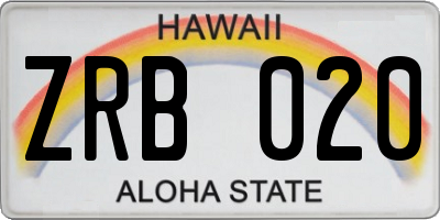 HI license plate ZRB020