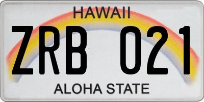 HI license plate ZRB021