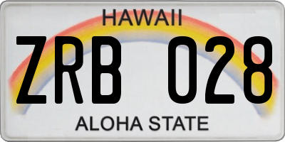 HI license plate ZRB028