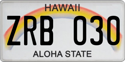 HI license plate ZRB030