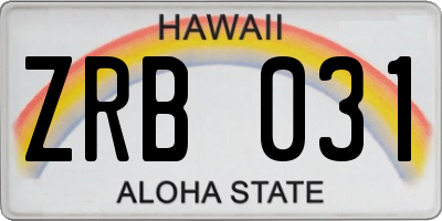 HI license plate ZRB031