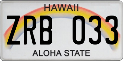 HI license plate ZRB033