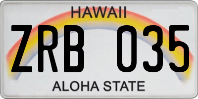 HI license plate ZRB035