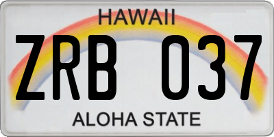 HI license plate ZRB037