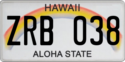 HI license plate ZRB038