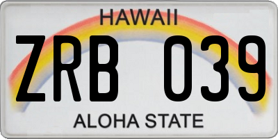 HI license plate ZRB039