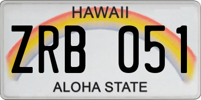 HI license plate ZRB051