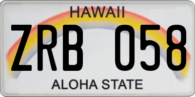 HI license plate ZRB058