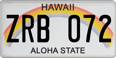 HI license plate ZRB072
