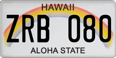 HI license plate ZRB080