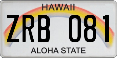 HI license plate ZRB081