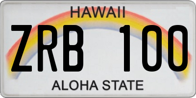 HI license plate ZRB100