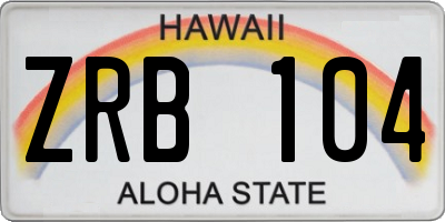 HI license plate ZRB104
