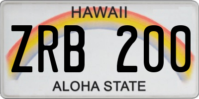 HI license plate ZRB200
