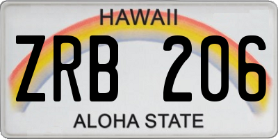 HI license plate ZRB206